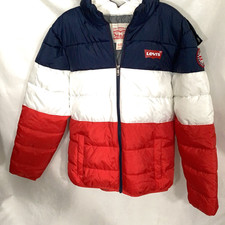 Youth HoodieJacket XL  Levi's Colorblock Puffer Jacket in Red, White, and Blue