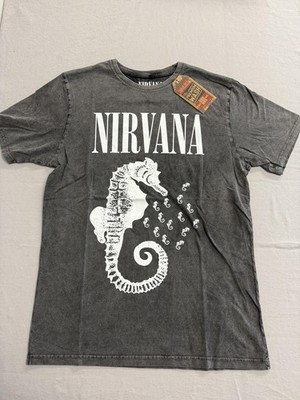 Faded Nirvana Seahorse T-shirt Stone Washed All Apologies L