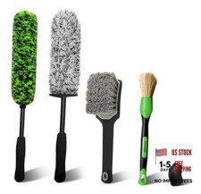 4PCS Car Wheel Cleaning Kit, 360 Bendable Wheel Brush with 4-Pack Green/White