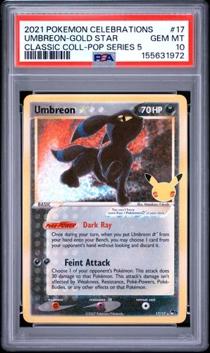 Umbreon-gold Star 17/17 Celebrations Classic Holo Pokemon PSA 10 *972