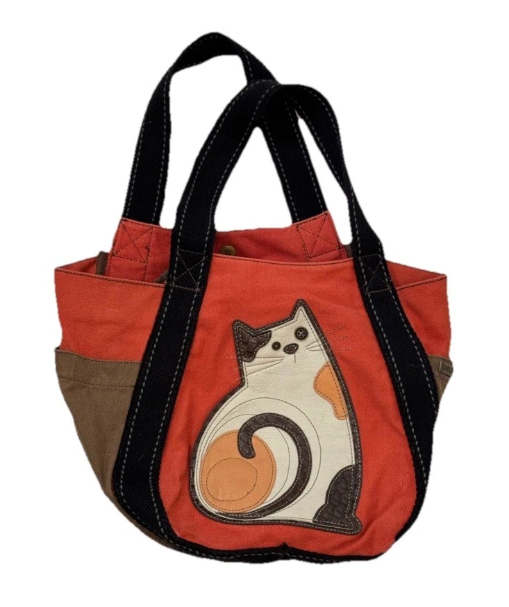 Chala Group Women's Canvas Cat Tote Bag - Kitty Purse with Vegan Leather - Image 2 of 4