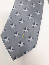 Vintage VIVIENNE WESTWOOD Orb Logo Grey Metallic Pattern Silk Tie MADE IN ITALY