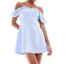 Women Mini Dress In Blue Chiffon Mix Size 2