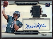 2010 Mike Kafka Topps Platinum  2 Color Patch Auto  RC 271/800 #ARP-MK (F444)