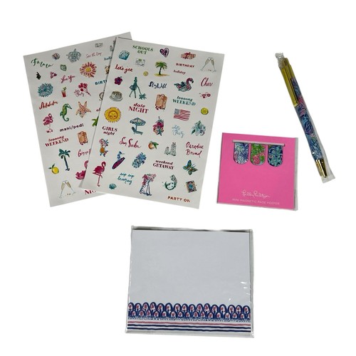 Nuevo con etiquetas Paquete de accesorios de agenda Lilly Pulitzer bolígrafo bloc de notas pegatinas costales - Imagen 2 de 12