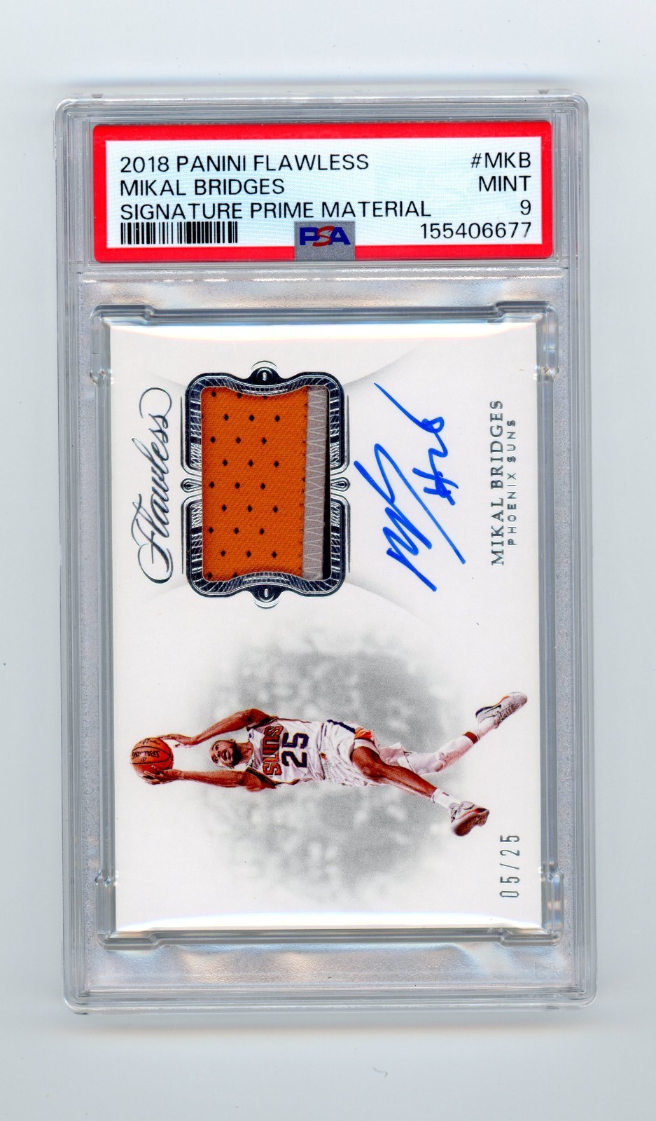 2019 Panini Flawless MIKAL BRIDGES Rookie On-Card Auto RPA /25 PSA 9 Knicks Suns view 1