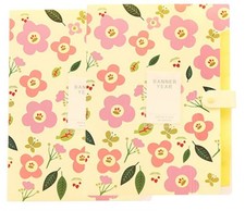 A4 Document Folder 8 Compartments Waterproof Floral Pattern Yellow
