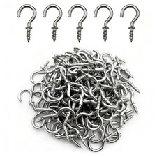 IDEALSV 100 Pcs 304 Stainless Steel Screw Hooks 5/8 Inch Small Hook Sliver
