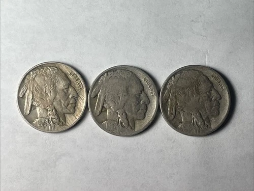 RARE DATES 1916 PDS BUFFALO NICKELS VG To XF CONDITION VERY RARE COIN   XX628