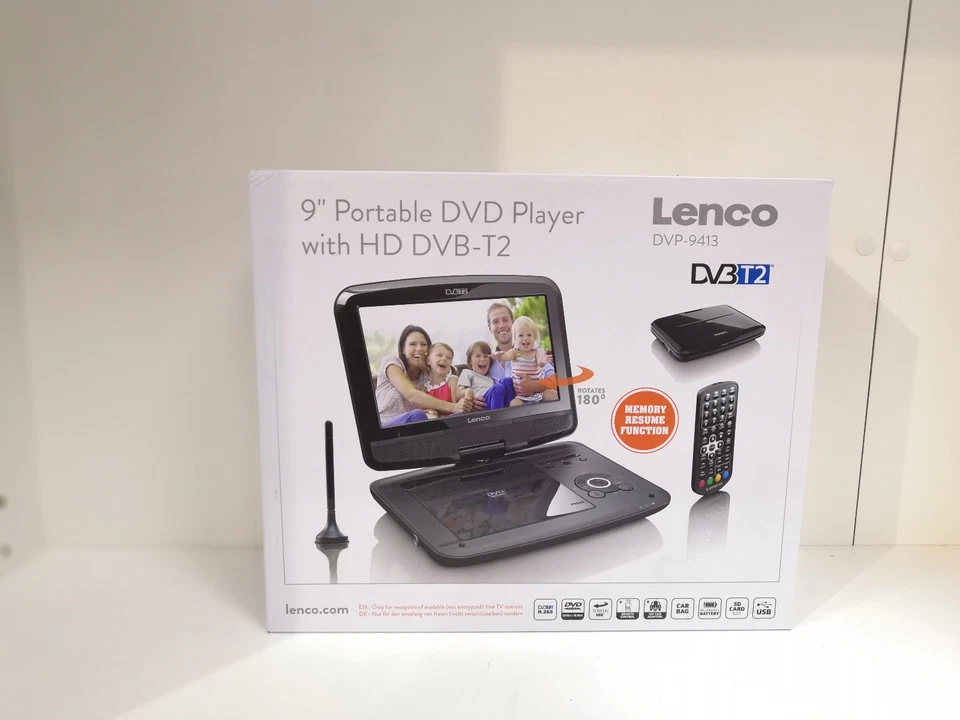 Lenco DVP-9413 , 9 `` Zoll Display Tragbar Akku DVD Player mit DVBT- 2 Fernbed. - Bild 2 von 4