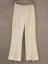 VTG 70s Le Voy  s White Textured Polyester Flare Bell Bottom Pants Sz 10
