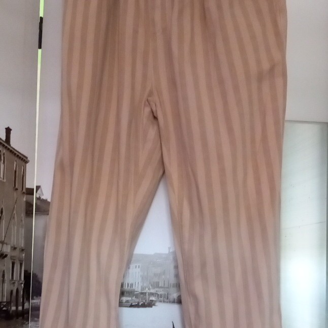 JF Lefon Pantaloni Donna beige a righe L cotone twill elastico con tasche