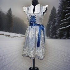 New XL Oktoberfest Powder Blue Lace Dirndl Dress Bavarian German Trachten