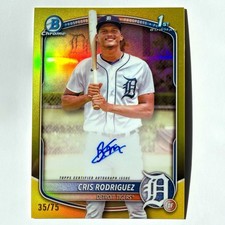 CHRIS RODRIGUEZ 2025 Bowman Chrome Yellow Refractor Auto /75 #CPA-CR Tigers