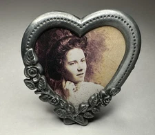Mini Pewter Picture Frame / The Weston Gallery / Roses Heart Floral