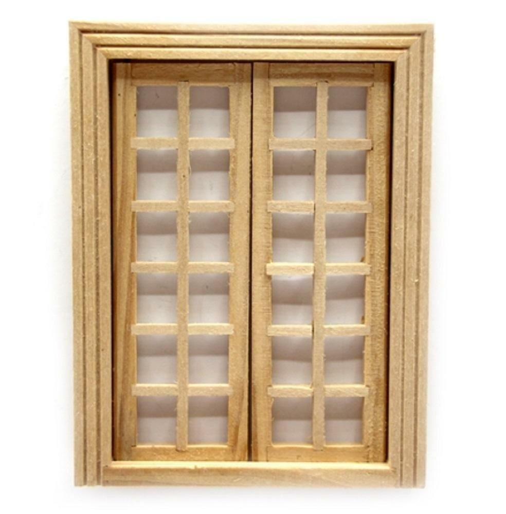 Dolls House Bare Wood Internal Double French Doors 1:24 Half Scale DIY Builders