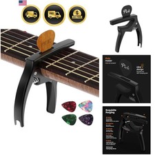 Guitar Capo, 3in1 Zinc Metal Capo for Acoustic and Electric Guitars with Pick...