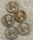 FIVE WWII ERA SILVER QUARTERS 1941, (2) 1942, 1942D, 1944