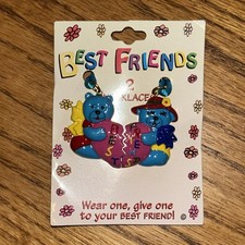 Collares de amistad a juego Best Friends BFF corazones de peluche vintage años 90 Y2K E4