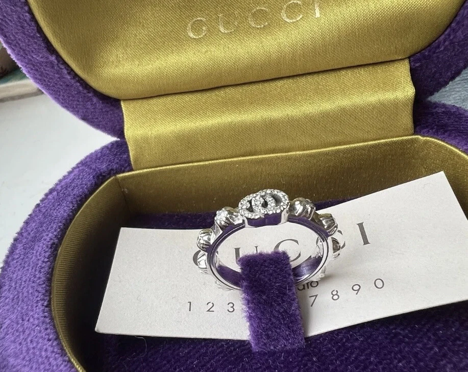 Novo na caixa Gucci ouro branco 18 quilates e anel de diamante 0,35 quilate com recibo. - Imagem 3 de 4