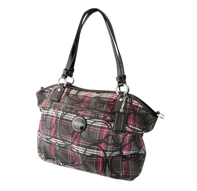 Coach Berry Plaid Signature C Woven Canvas Optic Shoulder Bag | eBay