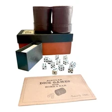 Alex Cramer LTD Club 1852 2 Leather Dice Cups, Set 12 6-Sided Dice, Book, Box