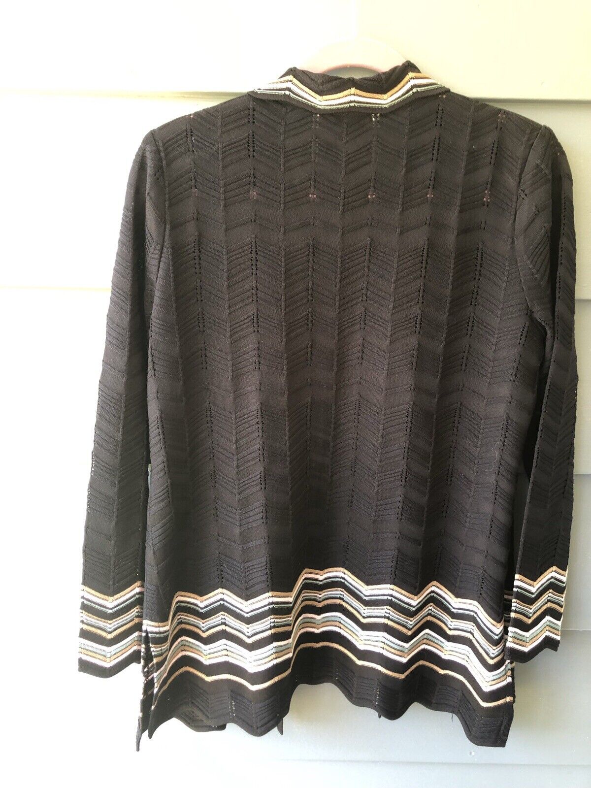 Exclusively Misook Black Striped Cardigan Size S - image 6