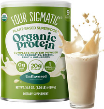 Organic Plant-Based Protein Powder Unflavored Protein with Lion S Mane, Chaga, C