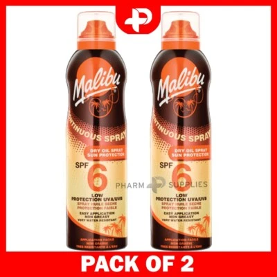 Malibu Sun Continuous Low Protection LSF 6 Trockenöl Spray 175 ml 2er Pack