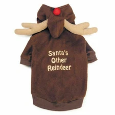 CC Reindeer Dog Hoodie Coat Jacket Pet Brown Fleece Christmas Holiday Costume