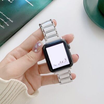 Ceramic Watch Band for Apple Watch Ultra 49mm 40 44mm 41 45 38 42mm Steel Strap