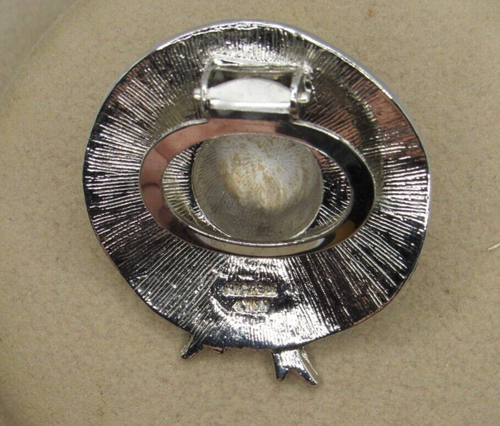 Michelle Lynn Dress Scarf Clip Silver Tone Textured Flirty Sun Hat Signed - Picture 3 of 4