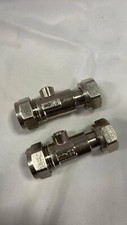 2 X 15mm x 1/2" Brass Chrome Straight Isolation Service Valve 2 PACK NEW