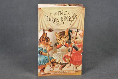VTG 1984 Merrimack THREE LITTLE KITTENS Old Fashioned Fold-Out Card & Envelope