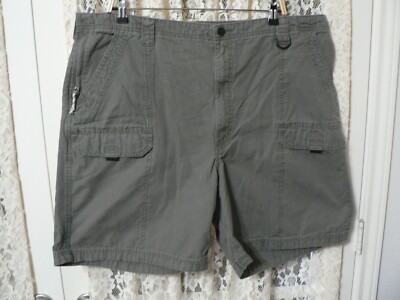*VINTAGE WRANGLER MEN 44 (43X8) GREEN CARGO SHORTS-ELASTIC WAIST-CROTCH  GUSSET