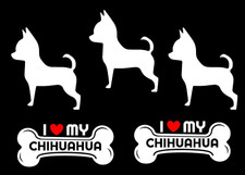 Chihuahua 5 PK of White Vinyl Decals Car Windows Laptop Notebook Tumblers Mugs