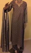 indian suits grey  purple front net suit