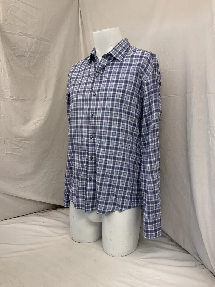 Camisa Zachary Prell L púrpura a cuadros 100 % algodón manga larga con botones YGI N2-784 Foto 4 de 4