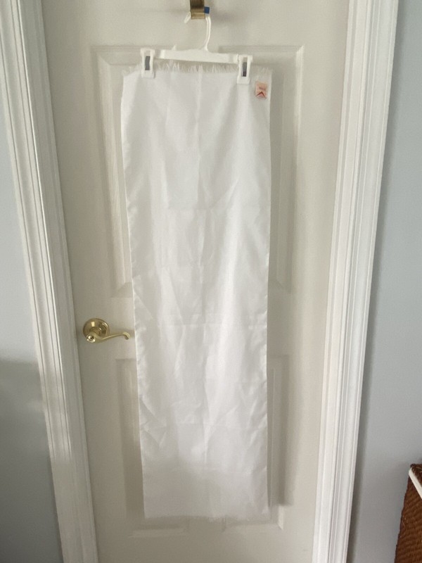 WHITE SCARF WITH FRINGED EDGE BY SUPERBA - 100 % DACRON -- 14 INCHES X 48 INCHES