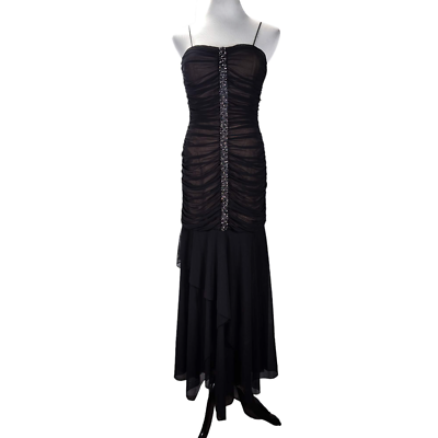 Vintage Jovani Gothic Mesh Overlay Formal Dress Size 8 Fit Flare Ruched  Beaded | eBay