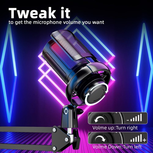 Gaming Mikrofon PC Mikrofon mit Arm RGB Podcast Streaming USB Streaming Mic DE - Bild 9 von 13