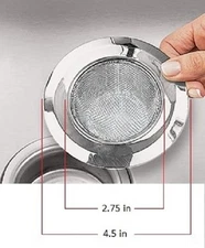 2 Pack Steel Sink Strainers Mesh Kitchen Sink Heavy Duty 4.5" Outer 2.75" Inner