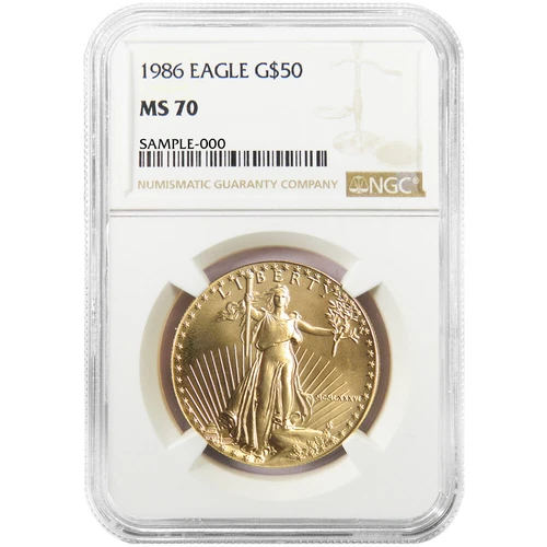 1986 $50 1-oz American Gold Eagle NGC MS 70 Brown Label