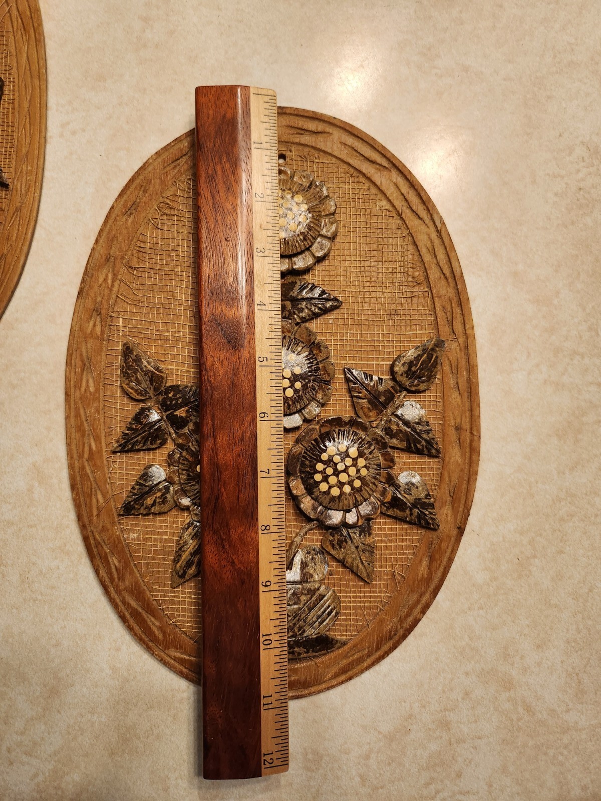 Vintage Wall Art Coconut Shell Wall Art Flower Floral Mid Century eBay