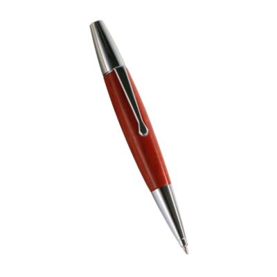 Red Willow Wood Silver Chessboard Twist Trim Fat Ballpoint Pen Writing Tool