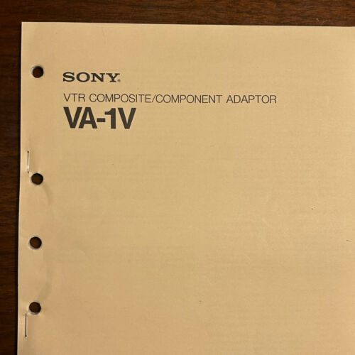 SONY VTR COMPOSITE COMPONENT ADAPTOR Operations & Maintenance Manual VA-1V 1986 - Picture 3 of 15