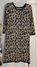 Spense Sweater Knit Dress Leopard print Small Petite Womens 3/4 Sleeve
