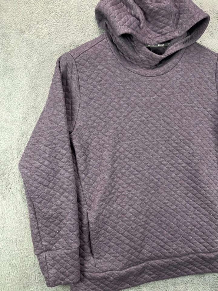 RBX Mujer Mediana Sudaderas con Capucha Sudadera Acolchada Púrpura Bolsillos Pullover Damas Foto 2 de 4