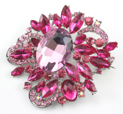 Pink Fancy Austrian Rhinestone Crystal Stylish Bridal Wedding Brooch Pin PN31522