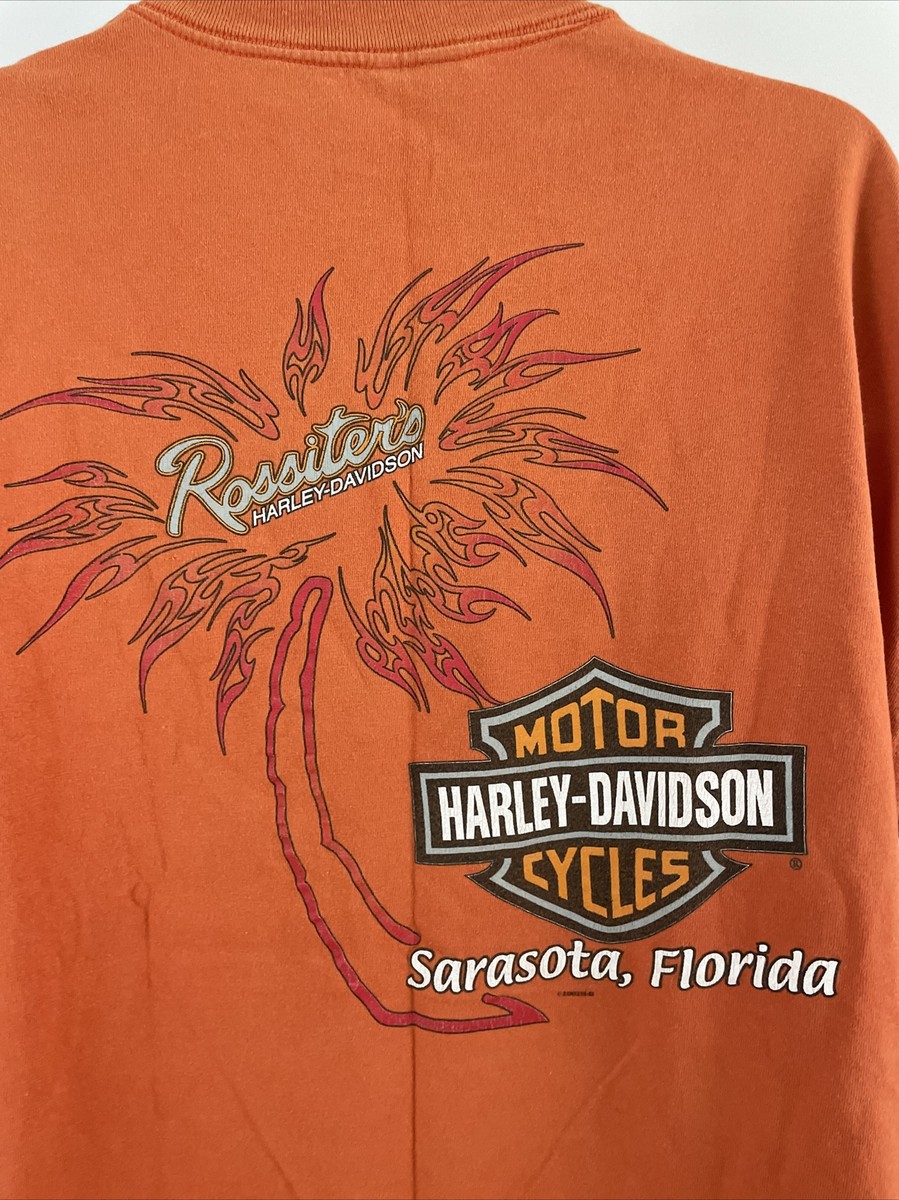Harley Davidson Vtg Rossiter's Sarasota, FL Graphic Orange